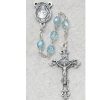 Rosaries Regers | Birthstone Rosary - Aqua Glass March Rosary Boxed