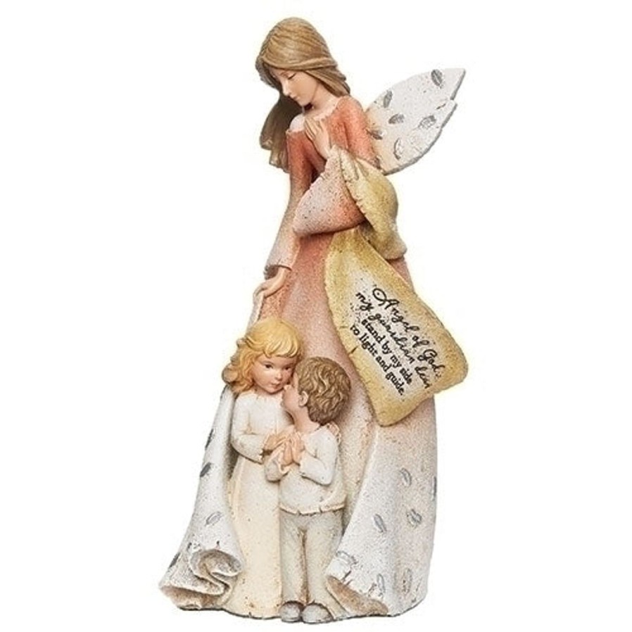 Children'S Gift Ideas Regers | Guardian Angel With Kids Figure 8.75"H