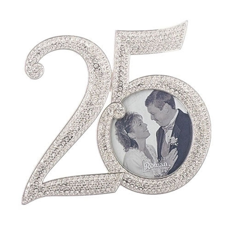 Occasions Regers Wedding&Anniversary Frames Plaques & Keepsake Boxes | 25Th Rhinestone Frame 4.25"H