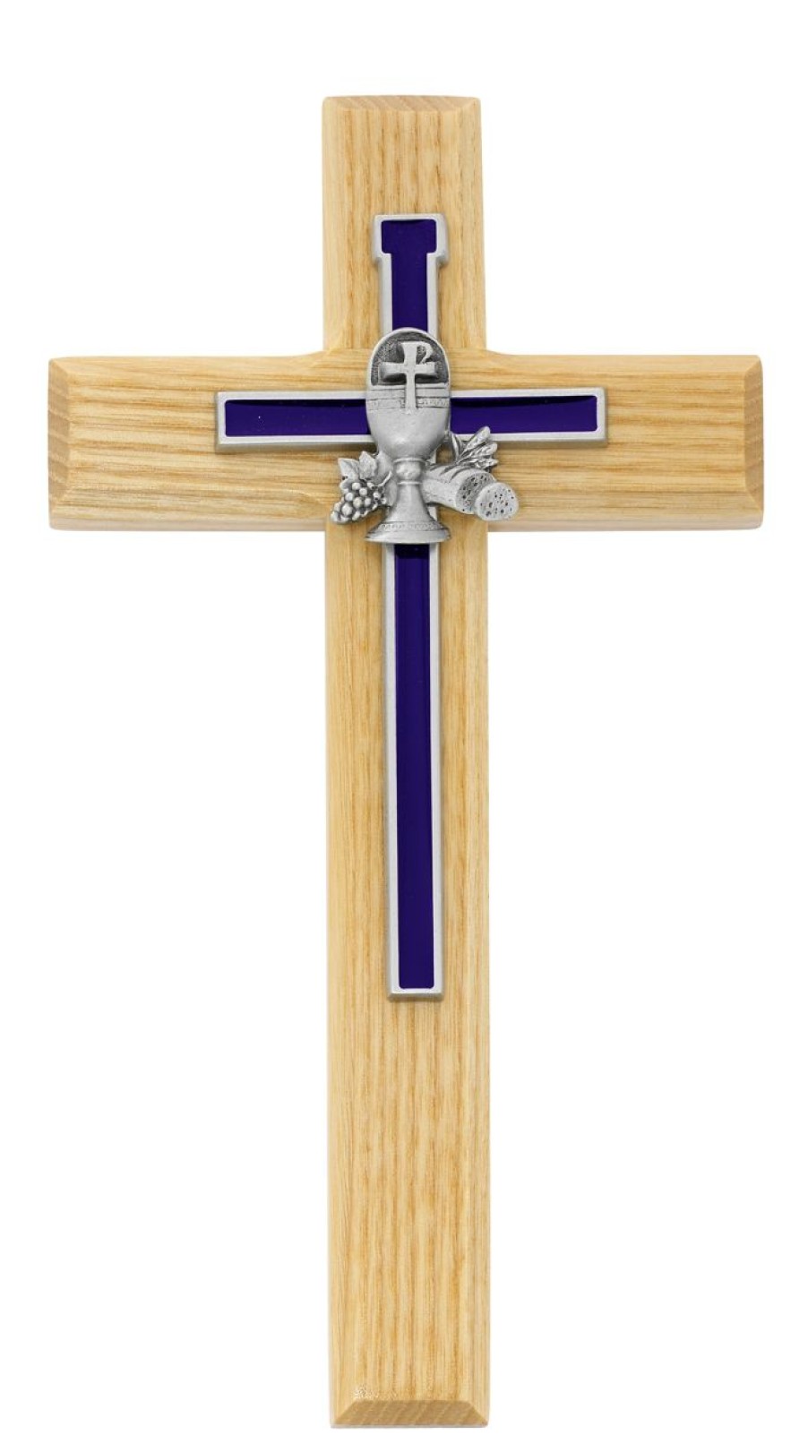 Occasions Regers Communion Crosses & Crucifixes | Cross - 8In Oak Cross And Blue Chalice Cross Box