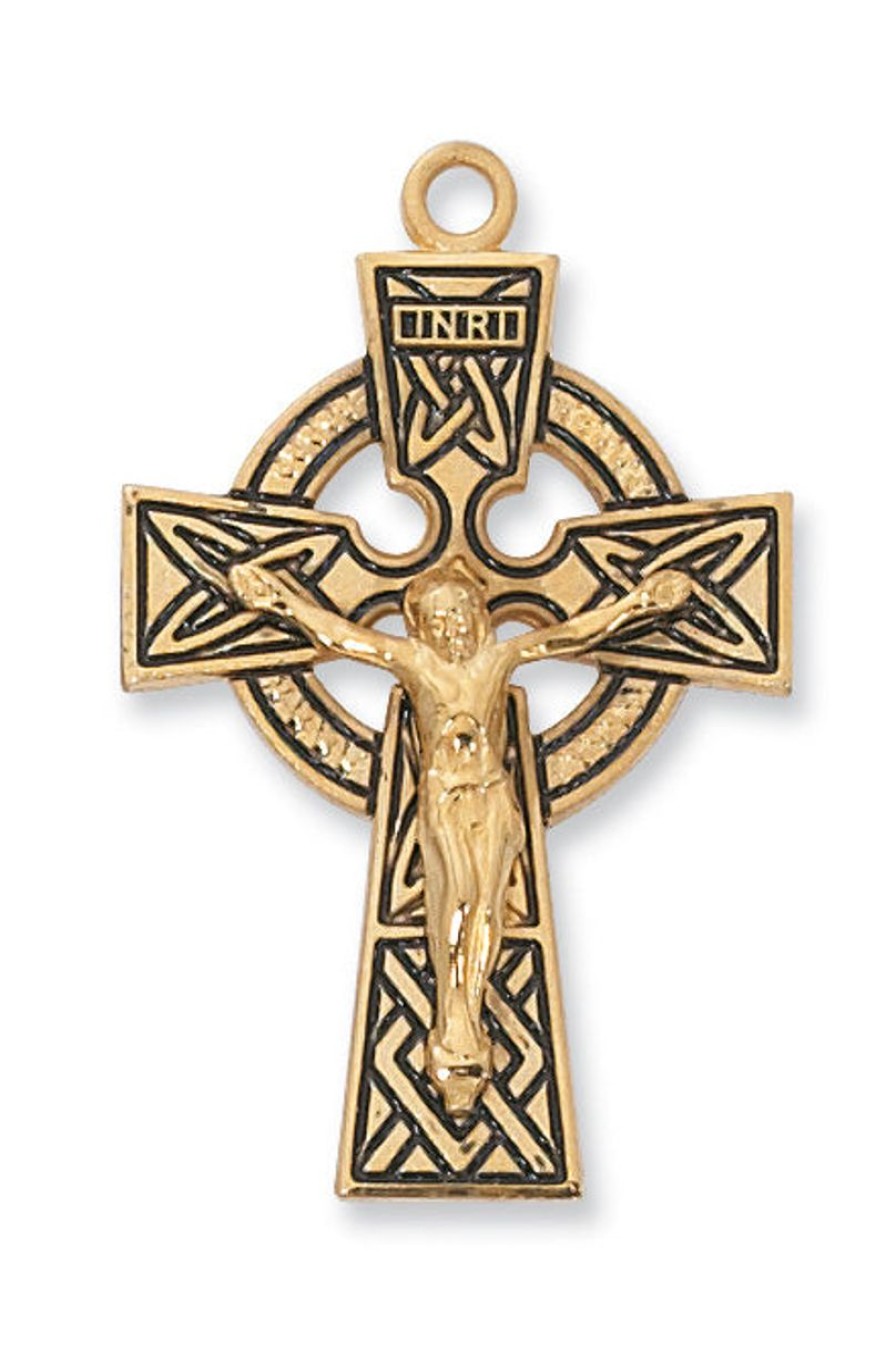 Jewelry&Medals Regers | Celtic Crucifix Necklace - Gold Over Sterling