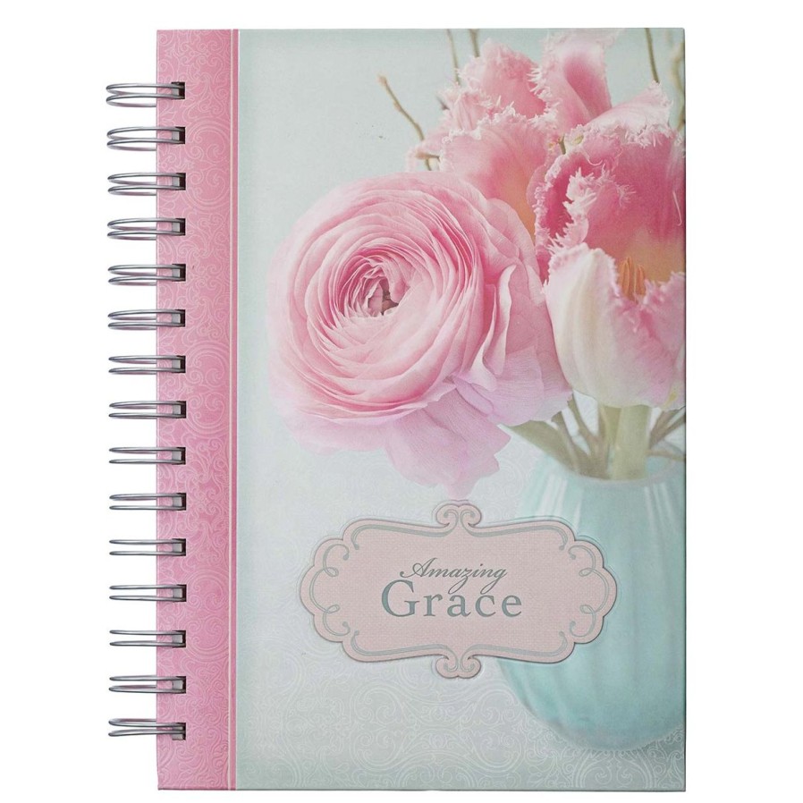 Gift Ideas&Other Regers | Amazing Grace Large Wirebound Journal With Pink Peonies