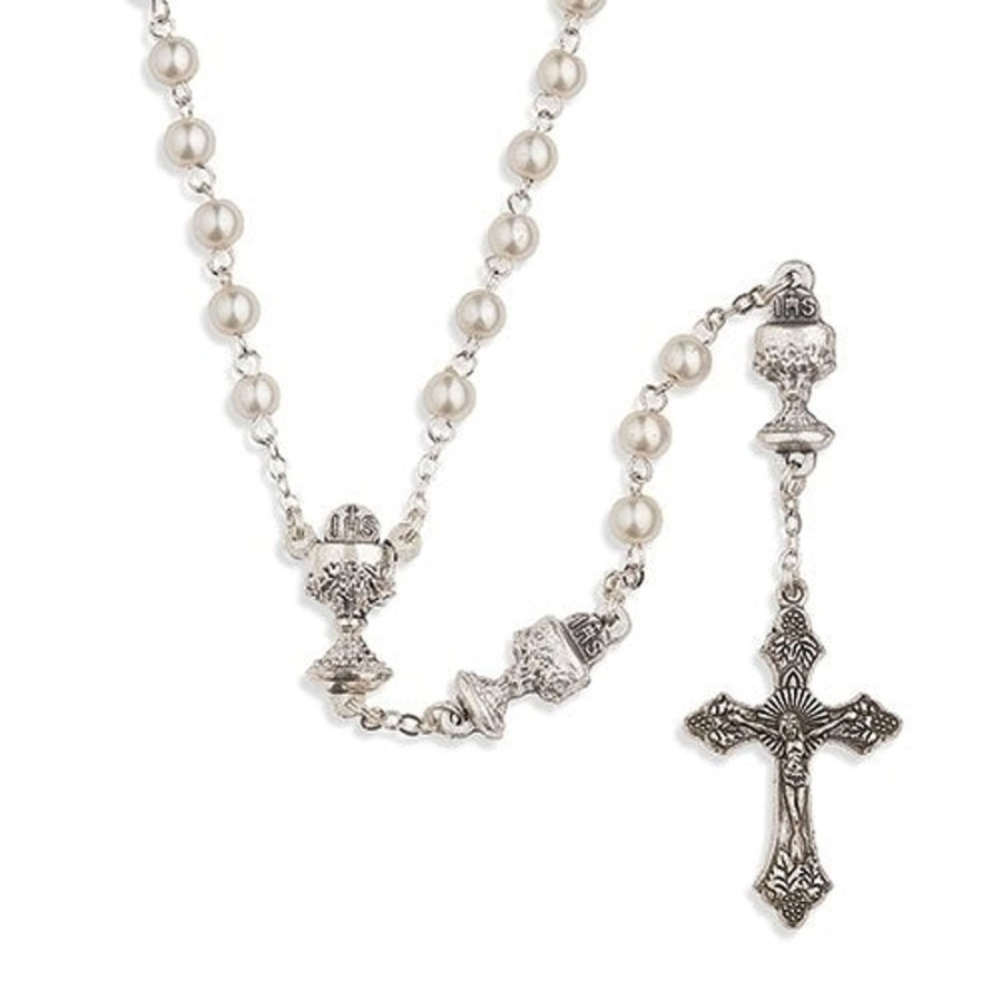 Occasions Regers Communion Rosaries Jewelry & Medals | Communion Rosary With Chalice Decades White 18.5"L