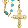 Jewelry&Medals Regers | Rosary - Gold Aqua Glass Rosary Boxed