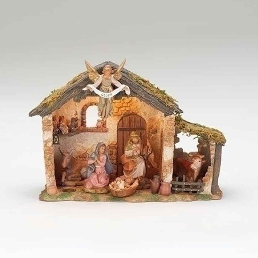 Christmas&Advent Regers | 6 Figure Nativity Set With Lighted Resin Stable 5" Scale