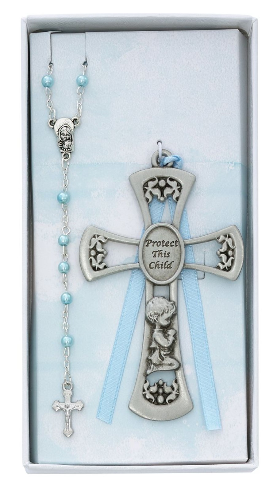 Occasions Regers Other Baby&Baptism Gift Ideas | Baby Set - Baby Boy Crib Cross And Rosary Set Boxed