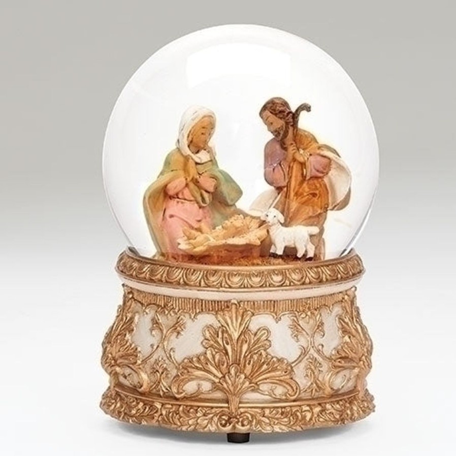 Christmas&Advent Regers | Holy Family Musical Globe With Ivory And Gold Base 5.5"H