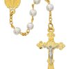 Jewelry&Medals Regers | Rosary - Gold Plated Pearl Glass Rosary Boxed