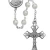 Rosaries Regers | Mother And Child Rosary - White Glass Rosary Boxed