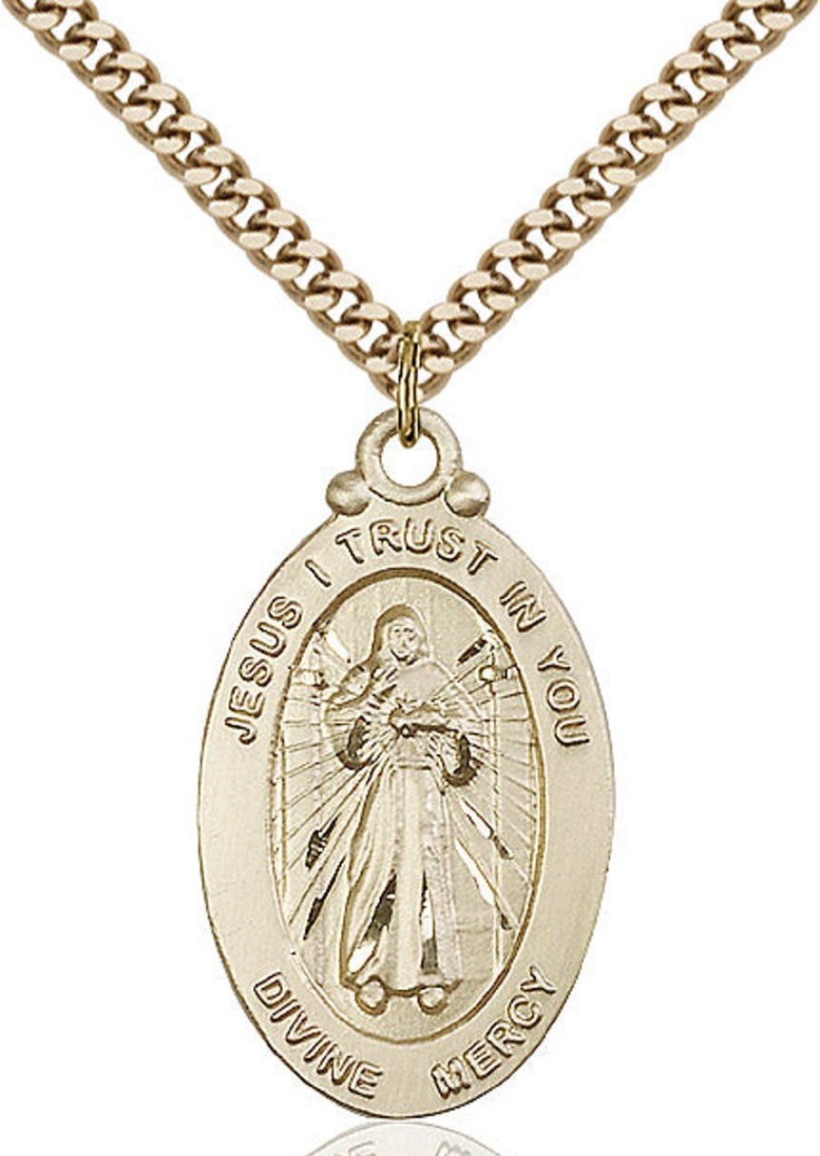 Jewelry&Medals Regers | Divine Mercy Necklace Gold Filled 24"