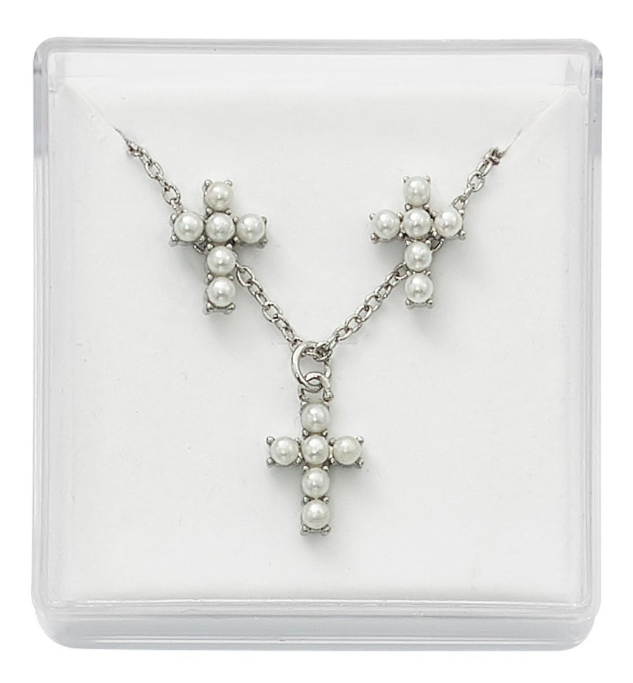 Occasions Regers Communion Rosaries Jewelry & Medals | Earrings And Necklace - Imitation Pearl Earrings And Pendant Set Box