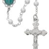 Jewelry&Medals Regers | Rosary - White With Blue Miraculous Rosary Boxed