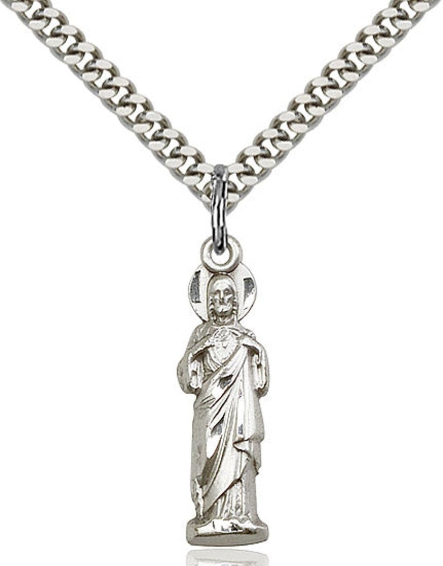 Jewelry&Medals Regers | Sacred Heart Necklace Sterling Silver 24"