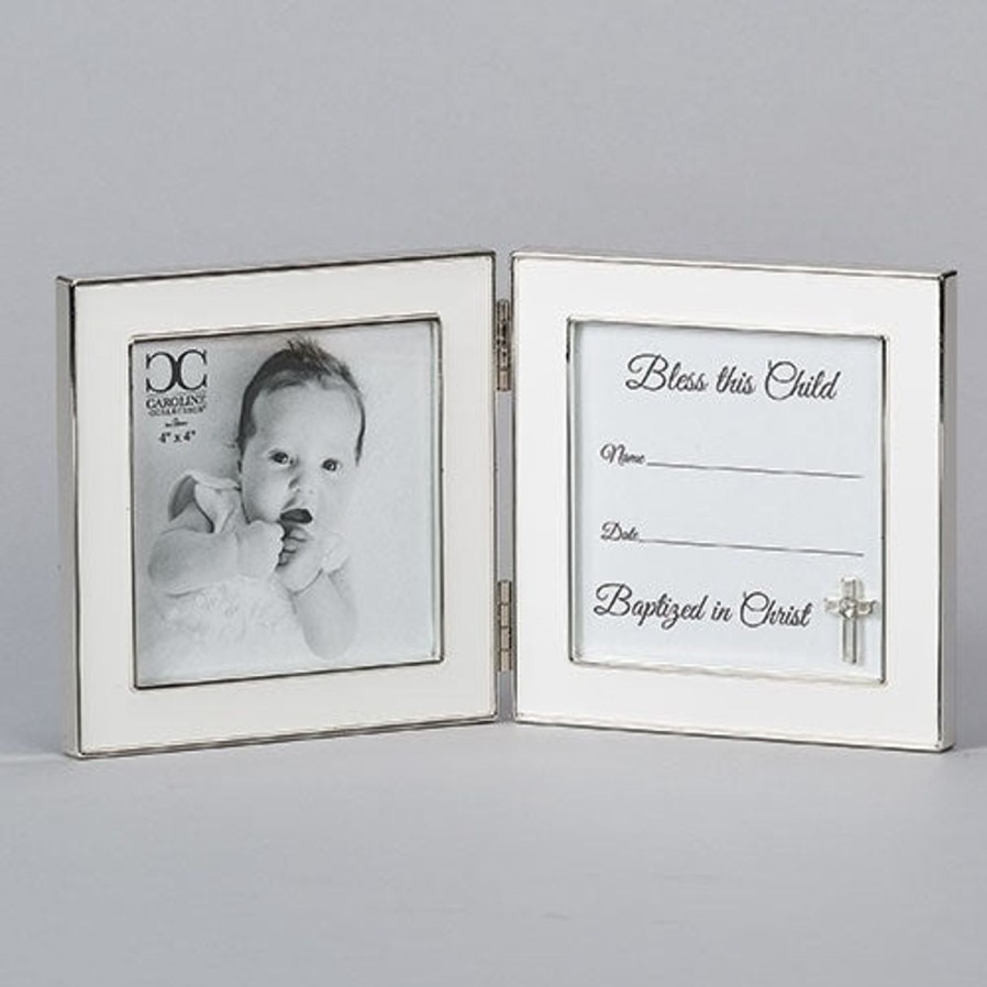 Occasions Regers Baby&Baptism Frames Plaques & Keepsake Boxes | Baptism Hinged Frame With Cross 5"H