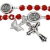 Jewelry&Medals Regers | Rosary Twist Bracelet, Red And Silver