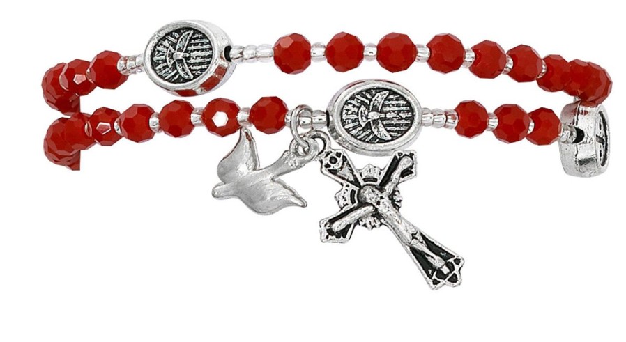 Jewelry&Medals Regers | Rosary Twist Bracelet, Red And Silver