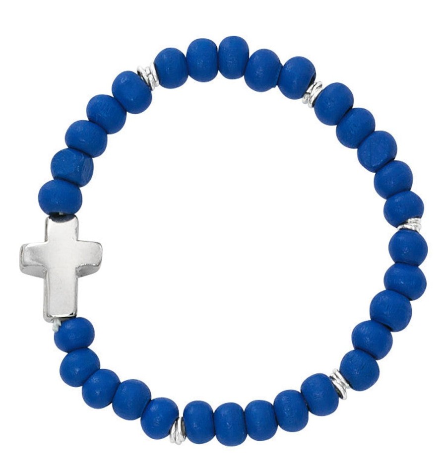 Occasions Regers Baby&Baptism Rosaries & Jewelry | Bracelet - 5.5" Blue Wood Stretch Bracelet