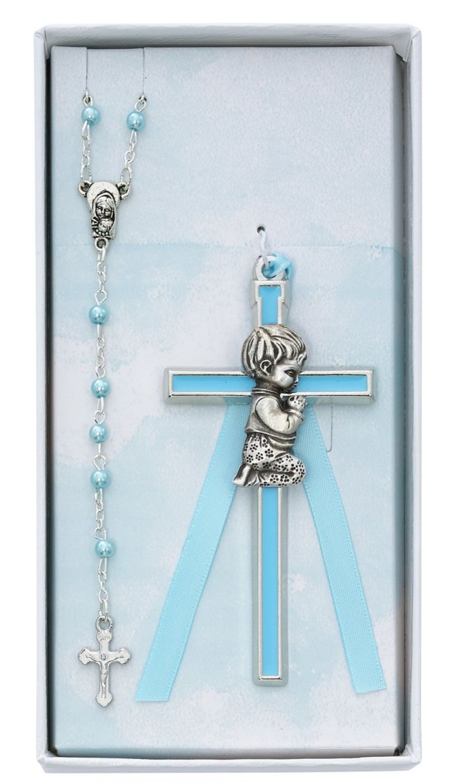 Occasions Regers Other Baby&Baptism Gift Ideas | Baby Set - Blue Crib Cross And Blue Rosary Set Boxed