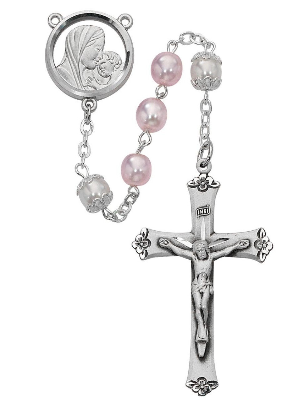 Rosaries Regers | Mother And Child Rosary - Pink And White Boxed