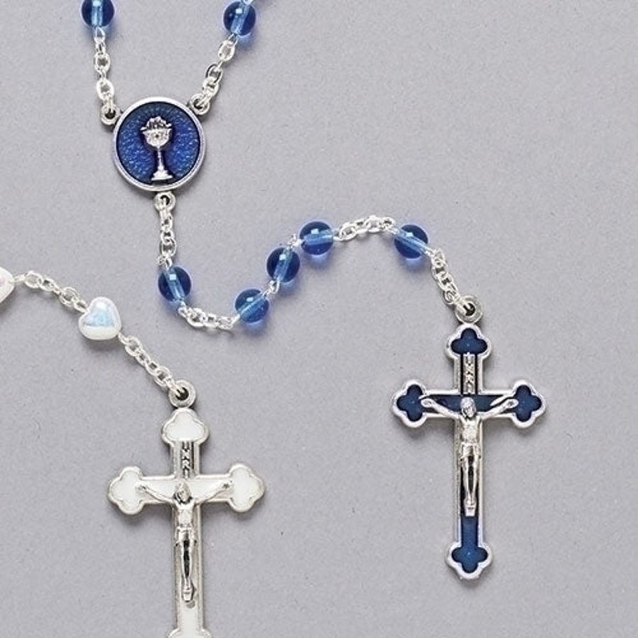 Occasions Regers Communion Rosaries Jewelry & Medals | Communion Rosary Blue With Round Beads 16"