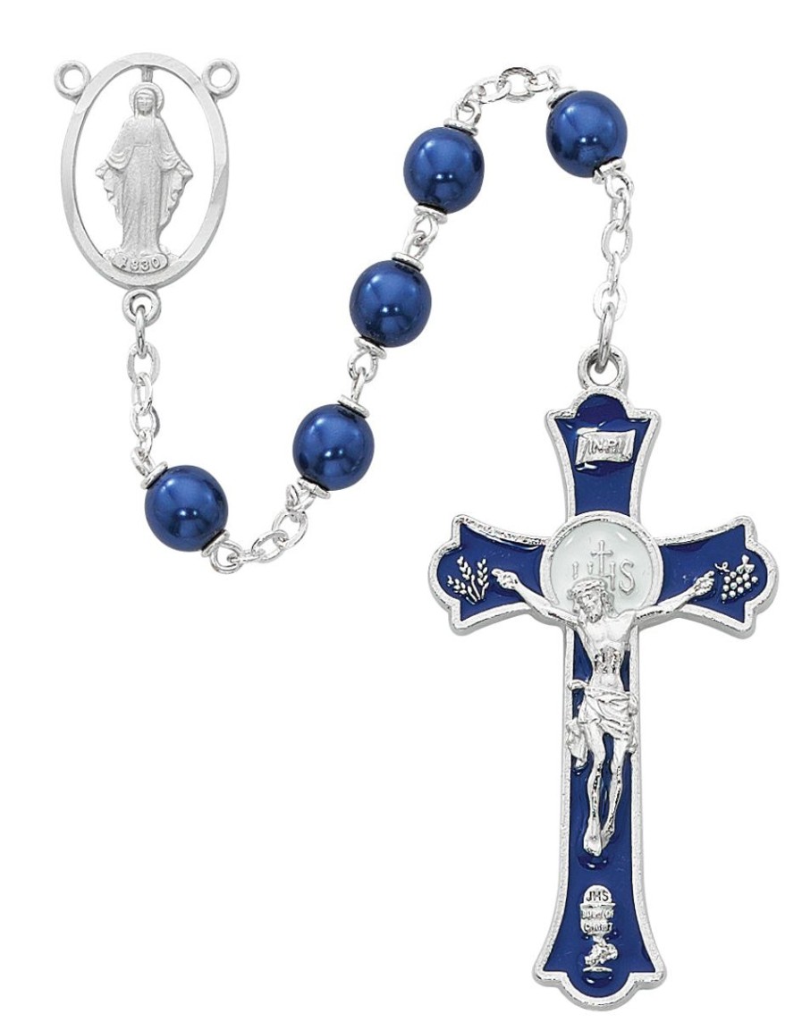 Rosaries Regers | Holy Mass Crucifix Rosary - Blue Pearl Boxed