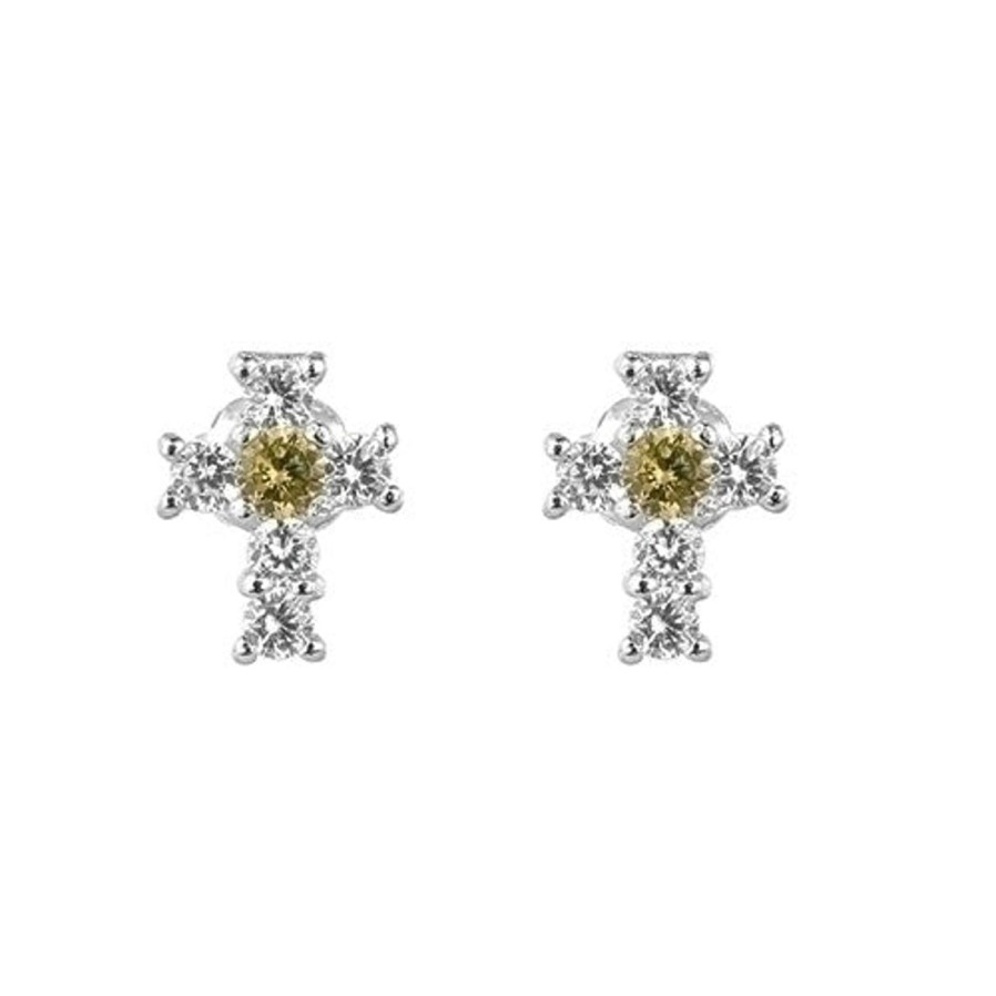 Jewelry&Medals Regers | Birthstone August Cross Earrings .375"H