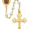 Rosaries Regers | Our Lady Of Guadalupe Rosary - Pearl Like Glass Boxed