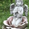 Statues Regers | Angel Kneeling In Rose Garden Statue 11"H