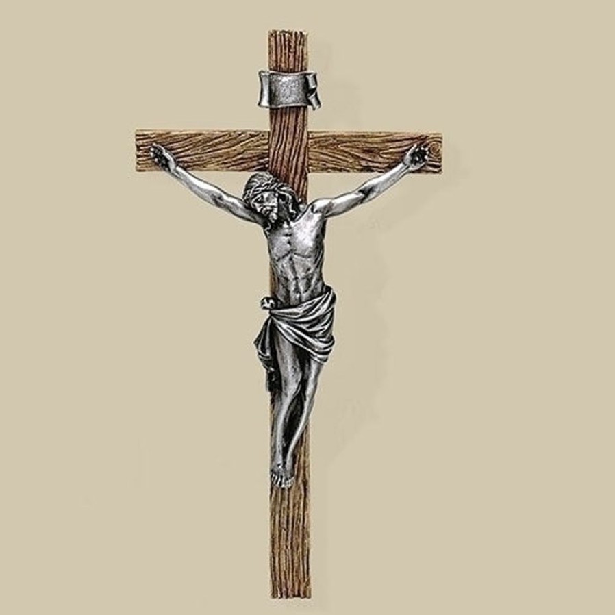 Crosses & Crucifixes Regers | Antiqued Silver Crucifix 13.25"H