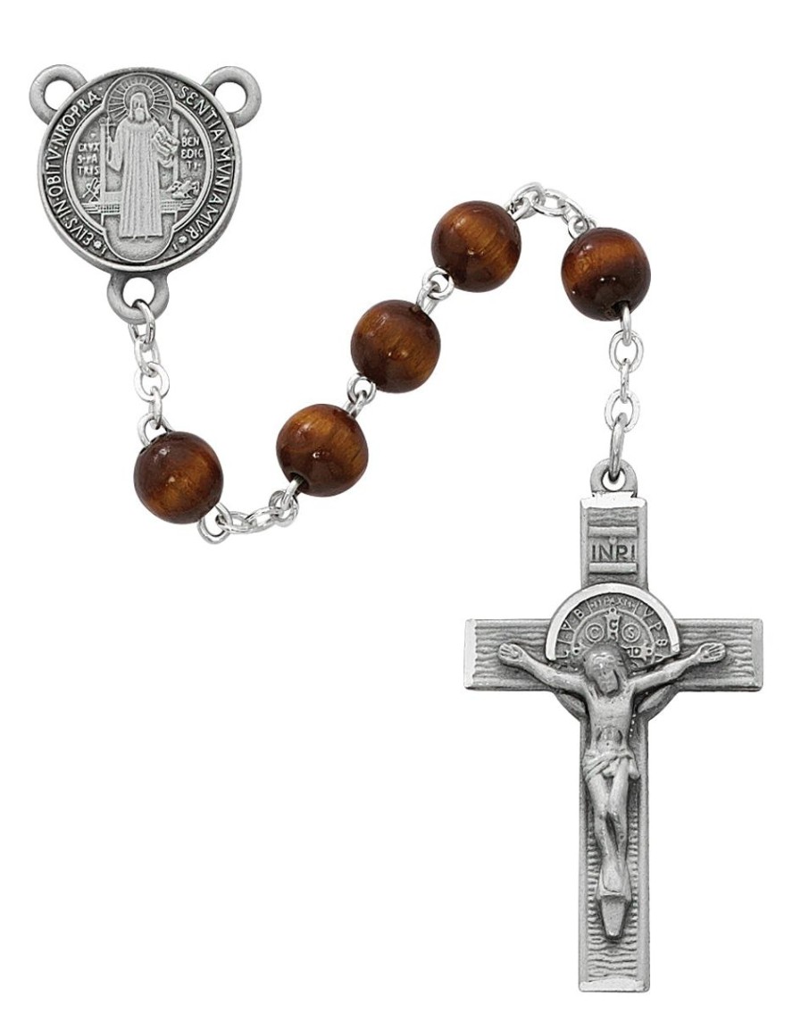 Rosaries Regers | Benedict Rosary - Brown Wood St Benedict Rosary Boxed