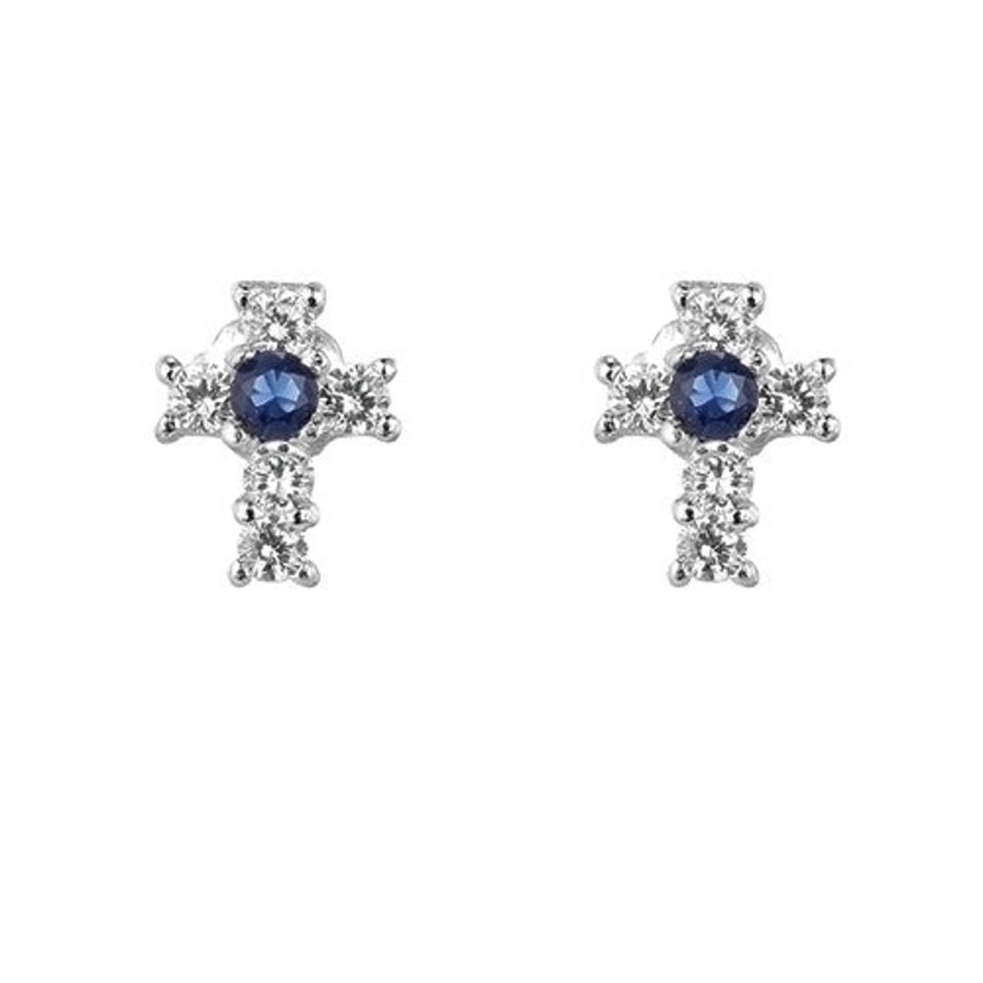 Jewelry&Medals Regers | Birthstone September Cross Earrings .375"H