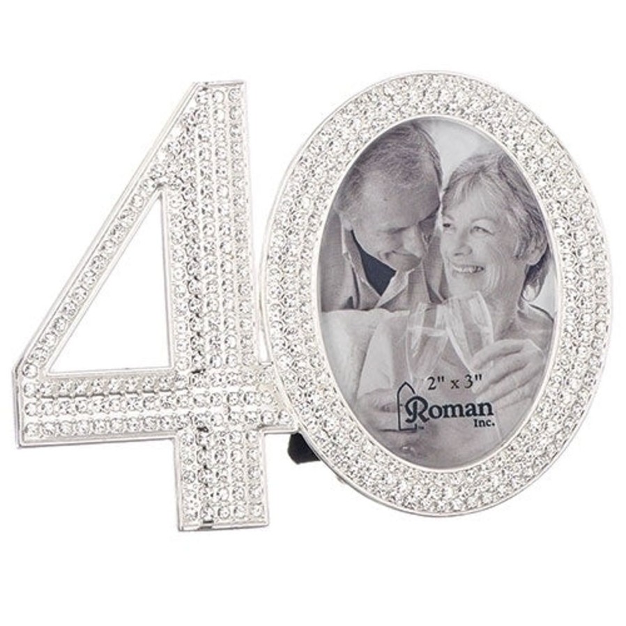 Occasions Regers Wedding&Anniversary Frames Plaques & Keepsake Boxes | 40Th Anniversary Rhinestone Frame 3.25"H