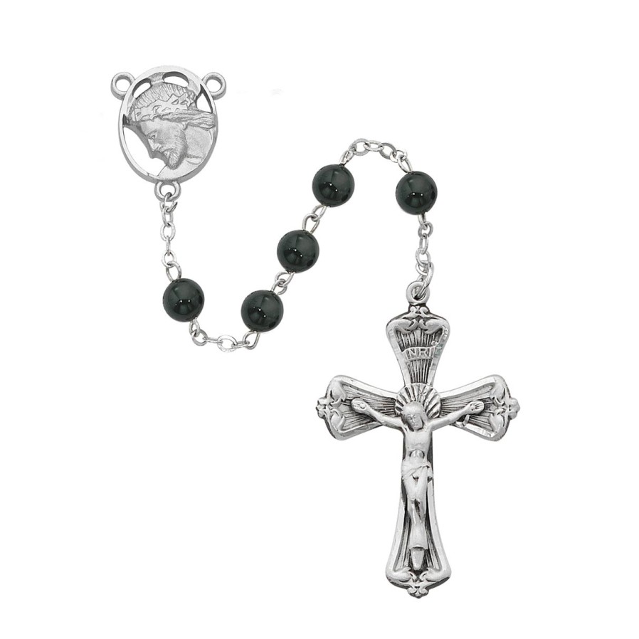 Rosaries Regers | Christ Rosary - Onyx Head Of Christ Rosary Boxed