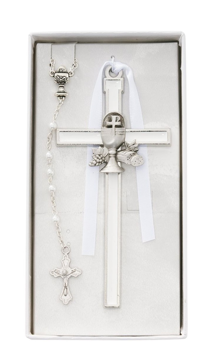 Occasions Regers Communion Crosses & Crucifixes | Cross - White Communion Cross And Rosary Set Box