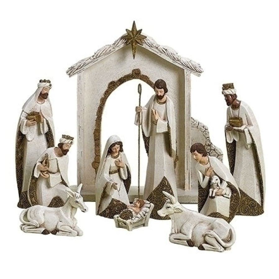 Christmas&Advent Regers | Nativity Figure Ivory With Gold Trim 12"H