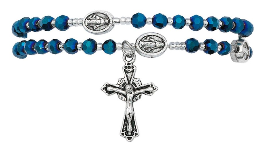 Jewelry&Medals Regers | Rosary Twist Bracelet, Blue And Silver