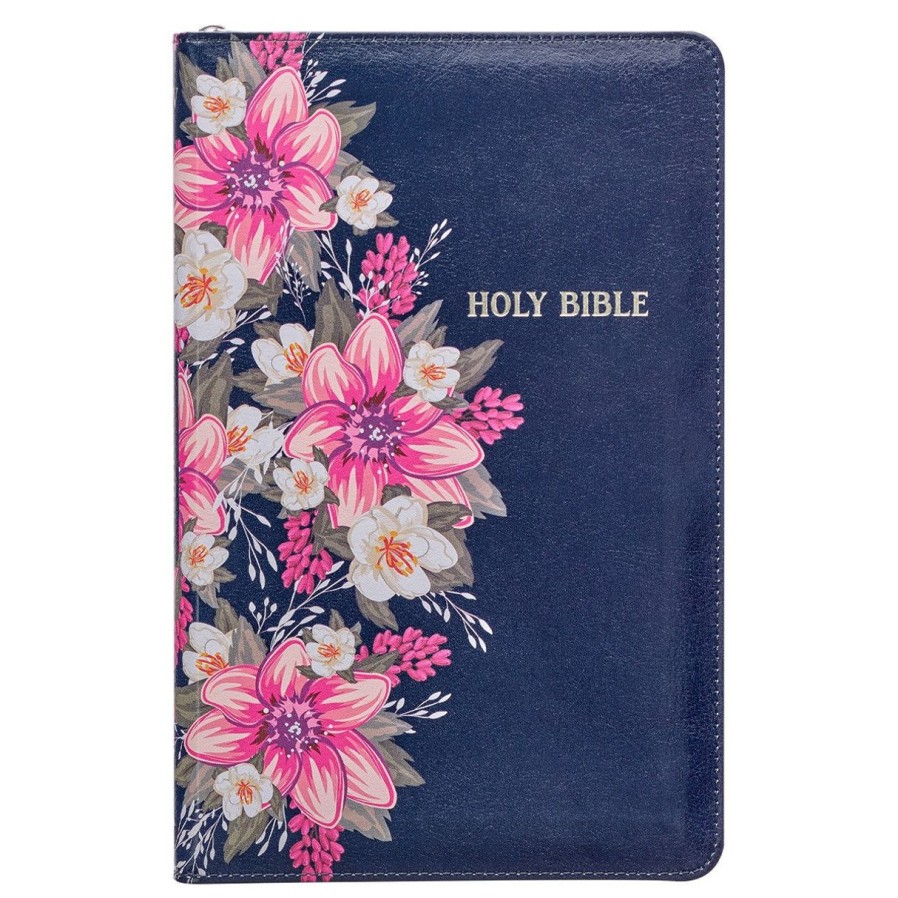 Books & Bibles Regers | Floral Gift Bible With Zippered Closure (Kjv)