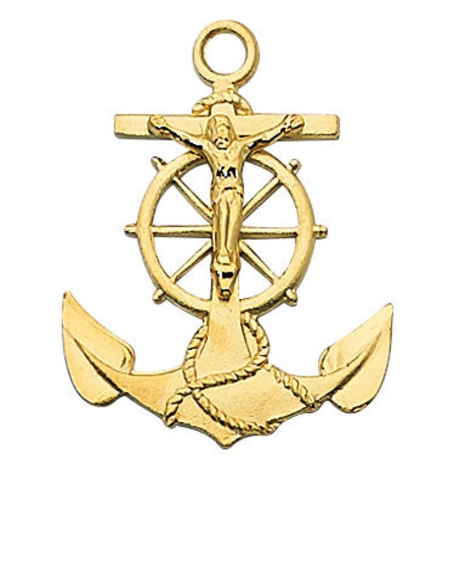 Jewelry&Medals Regers | Crucifix Anchor Necklace - Gold Over Sterling