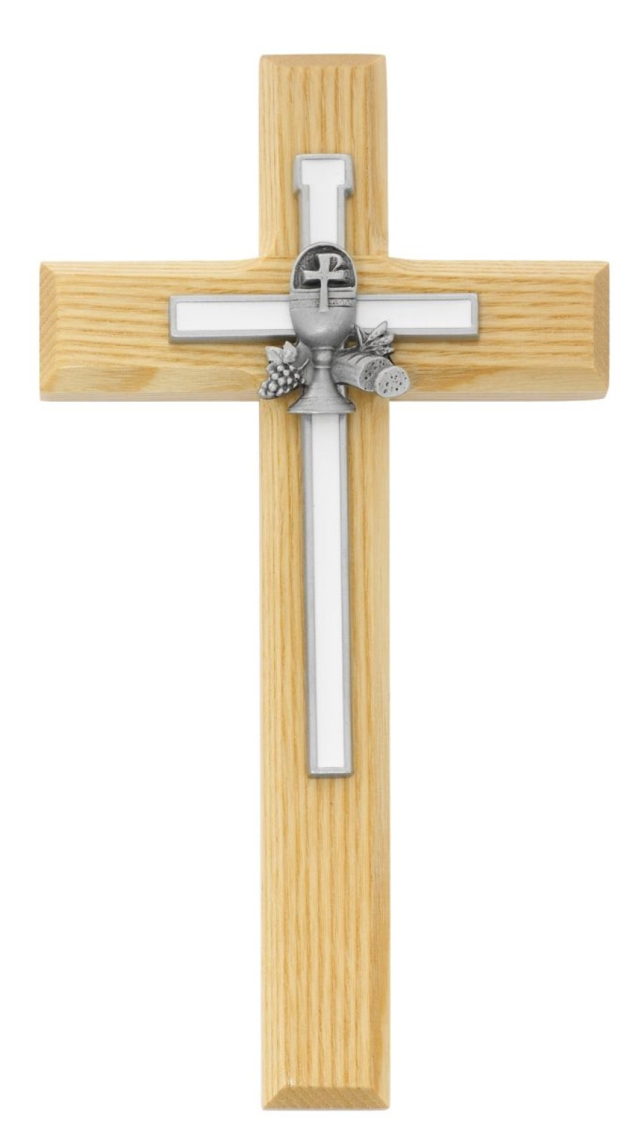 Occasions Regers Communion Crosses & Crucifixes | Cross - 8In Oak Cross And White Chalice Cross Box