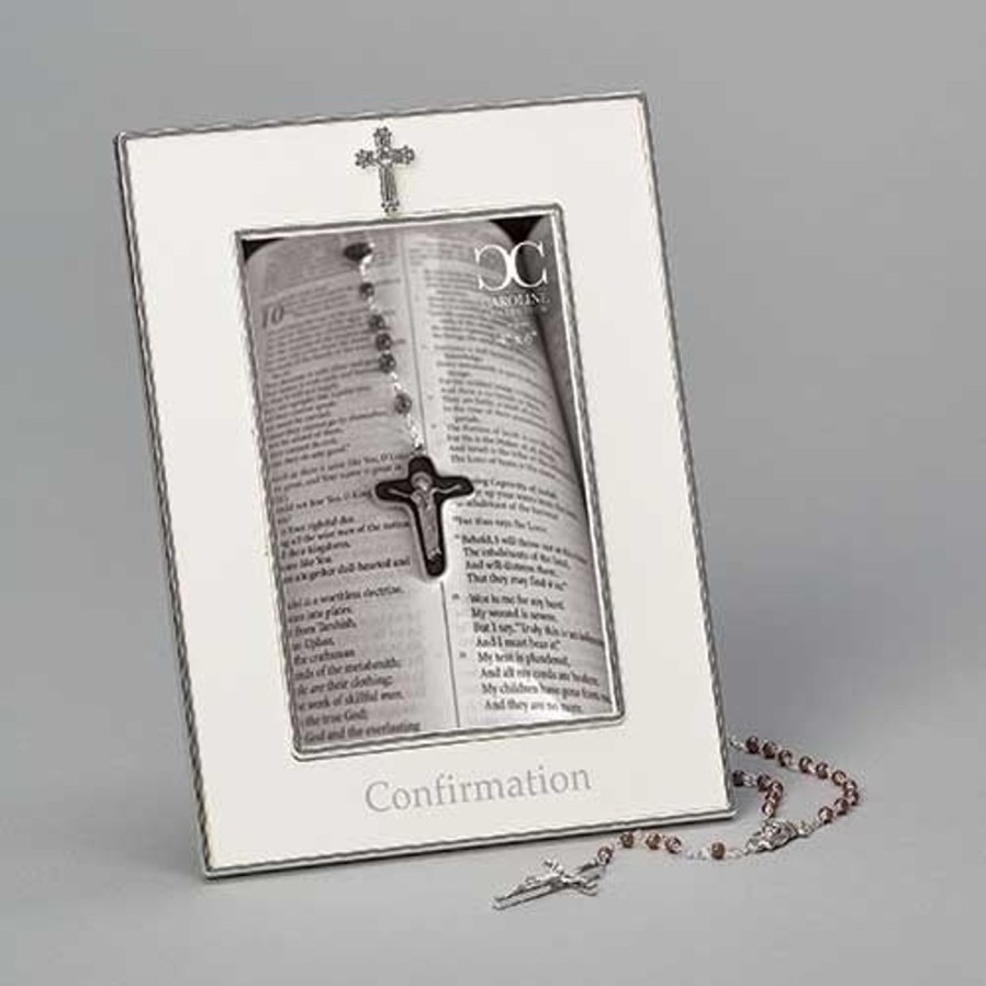 Occasions Regers Confirmation Frames Plaques & Keepsake Boxes | White Confirmation Frame With Rosary 8"H