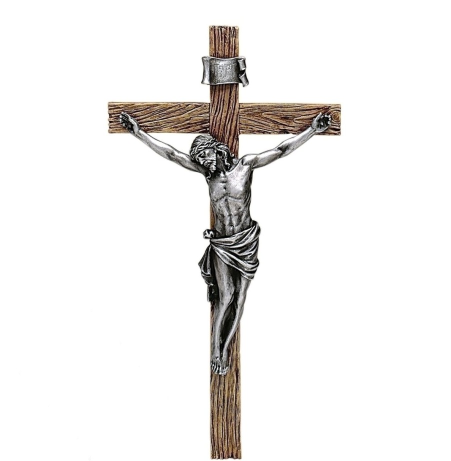 Crosses & Crucifixes Regers | Antiqued Silver Crucifix 8.25"H