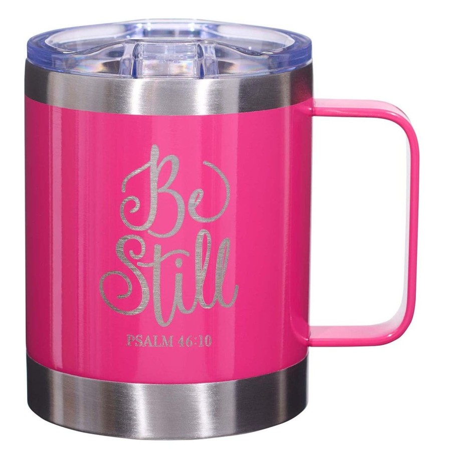 Gift Ideas&Other Regers | Be Still Pink Camp-Style Stainless Steel Mug - Psalm 46:10