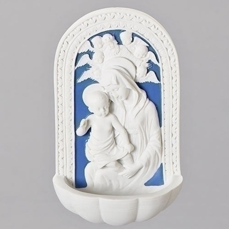 Statues Regers | Madonna And Child Holy Water Font 6"H