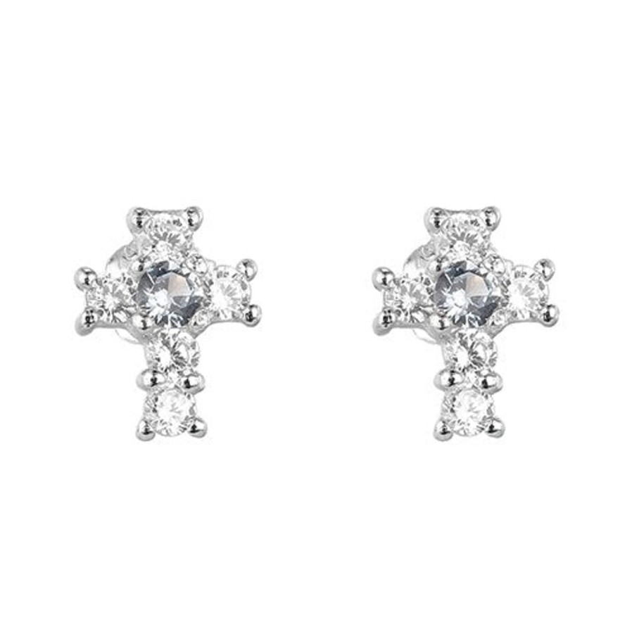 Jewelry&Medals Regers | Birthstone December Cross Earrings .375"H