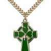 Jewelry&Medals Regers | Celtic Cross With Green And Gold 24"