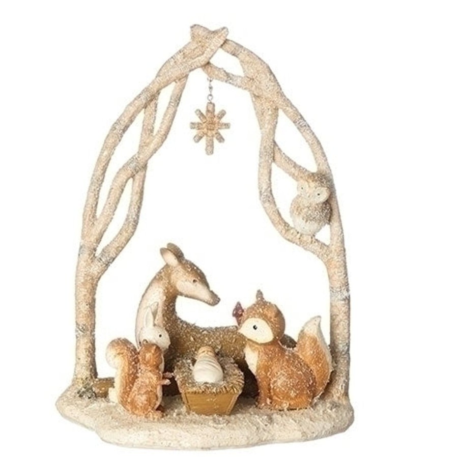 Christmas&Advent Regers | Animal Nativity With Arch And Star Branch 11.5"