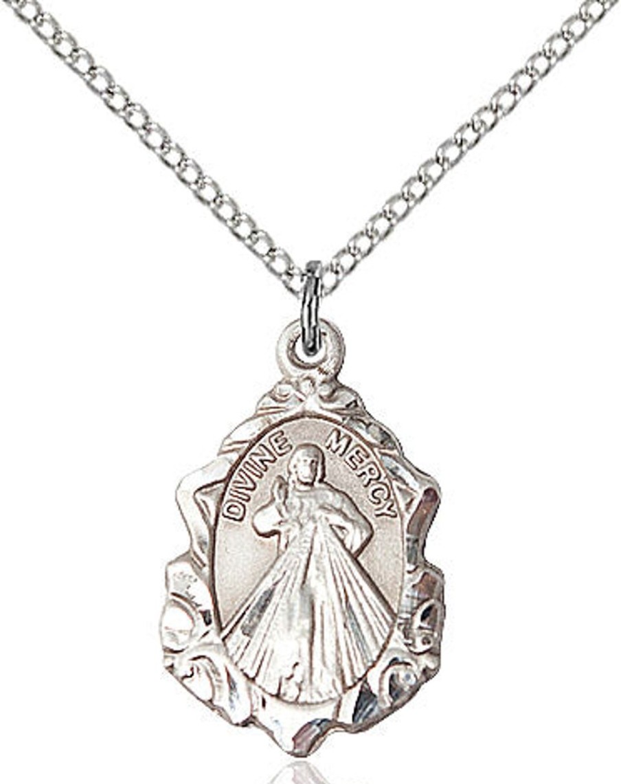 Jewelry&Medals Regers | Divine Mercy Necklace Sterling Silver 18"