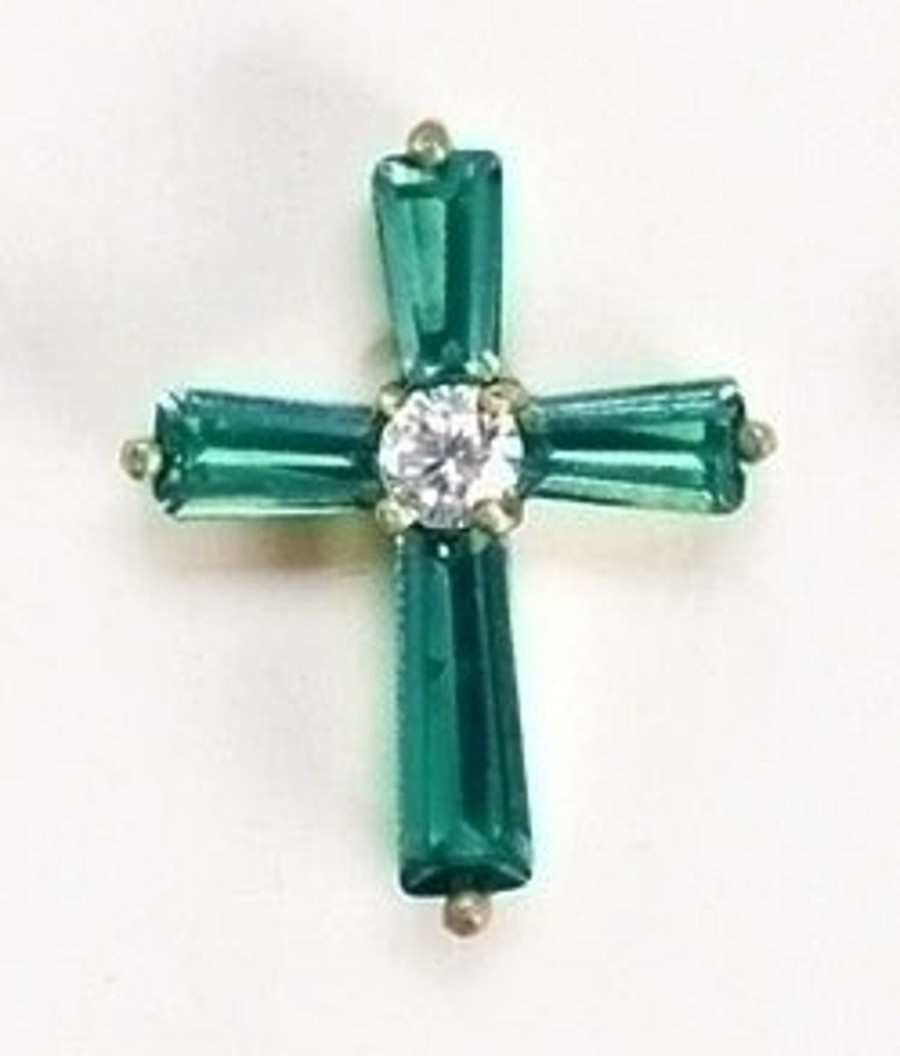 Jewelry&Medals Regers | Birthstone May Cross Pin .75"H