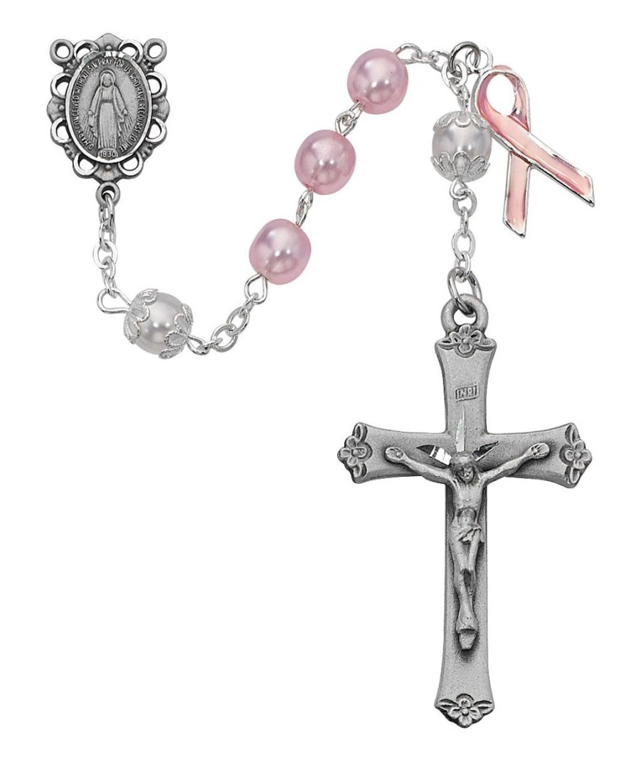 Rosaries Regers | Cancer Rosary - Pink Pearl Like Cancer Rosary Boxed