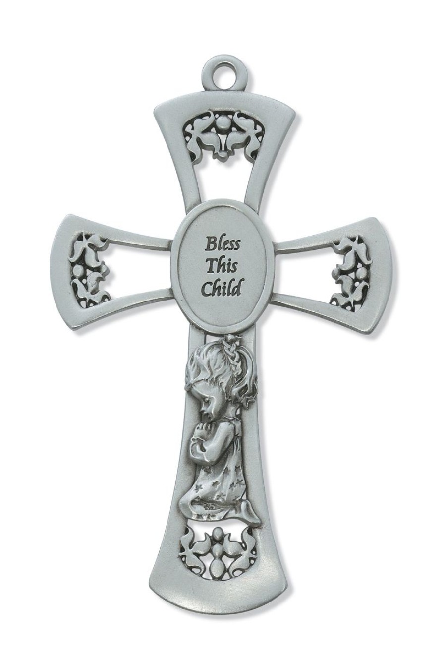 Occasions Regers Baby&Baptism Crosses & Crucifixes | Cross - 6In Pewter Baby Girl'S Cross